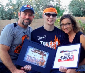 Taylor gets an Honorary Certificate from Tough Mudder